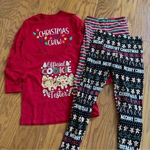 Christmas Crew Kids Pajamas Set Large 10-12 Holiday Wear Shirt Pants